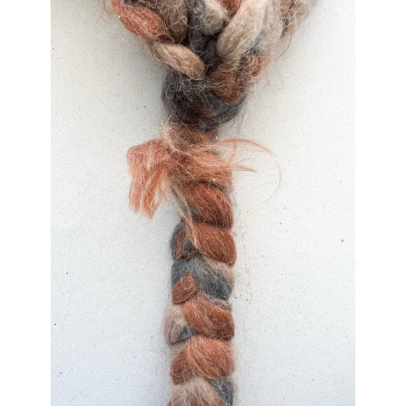 Burton Knit Earflap Hat Beanie Tie Chunky Knit Snowboard Brown Gray - Picture 3 of 7